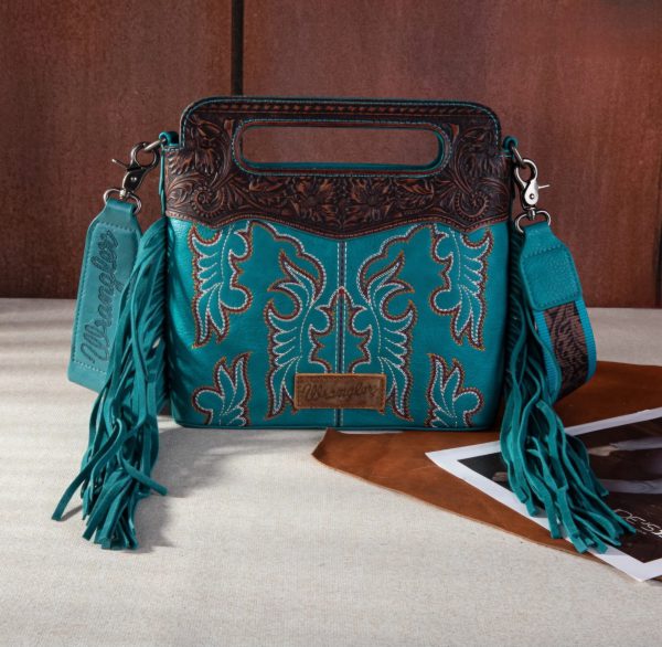 Teal Wrangler Crossbody with Tassels