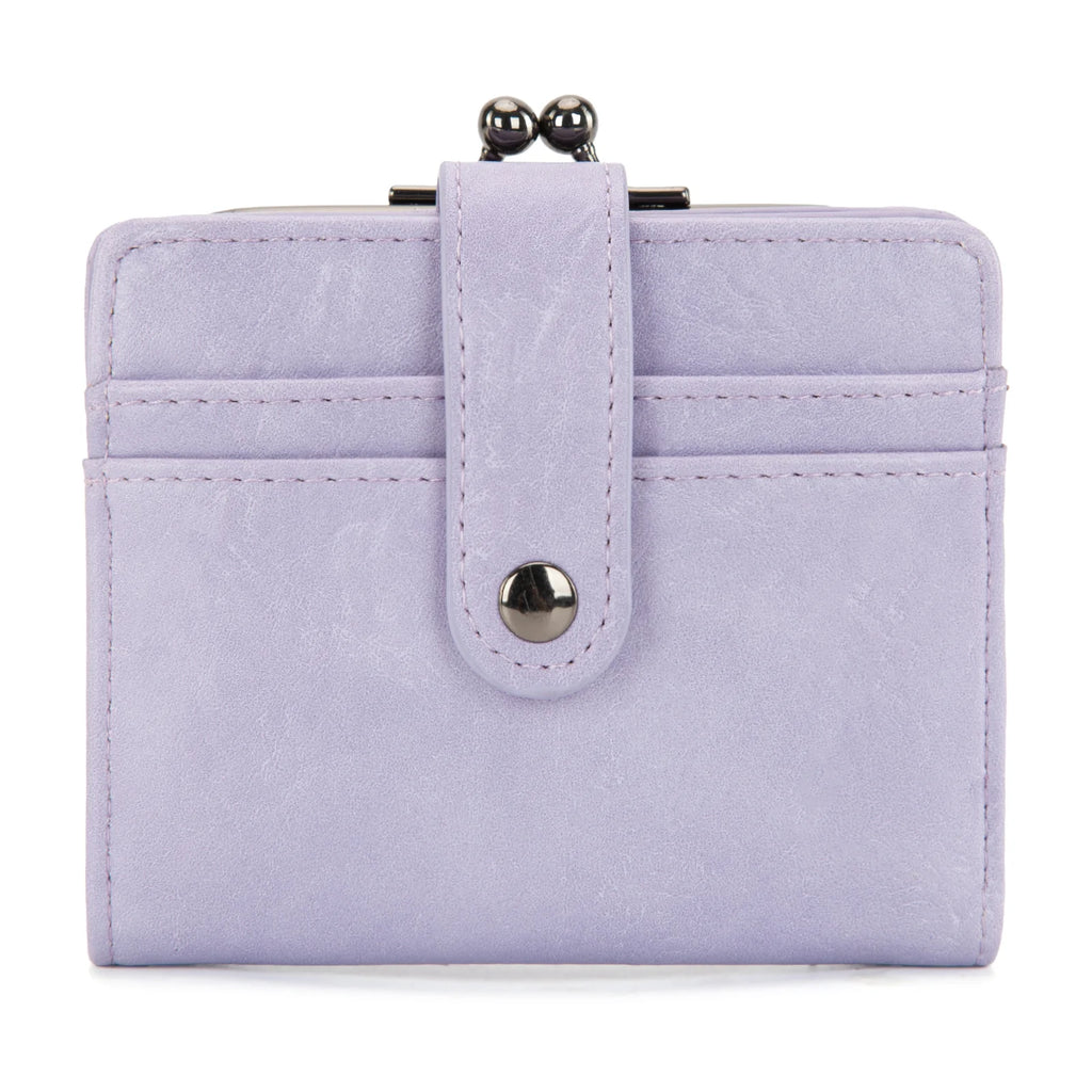 Wrangler Western Leopard Print Small Bi-Fold with Kiss Clasp Coin Purse -Purple