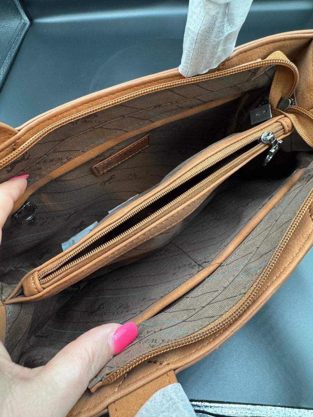 Montana West Brown Tooled Leather Crossbody