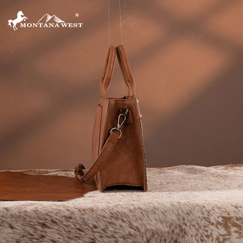 Montana West Brown Tooled Leather Crossbody