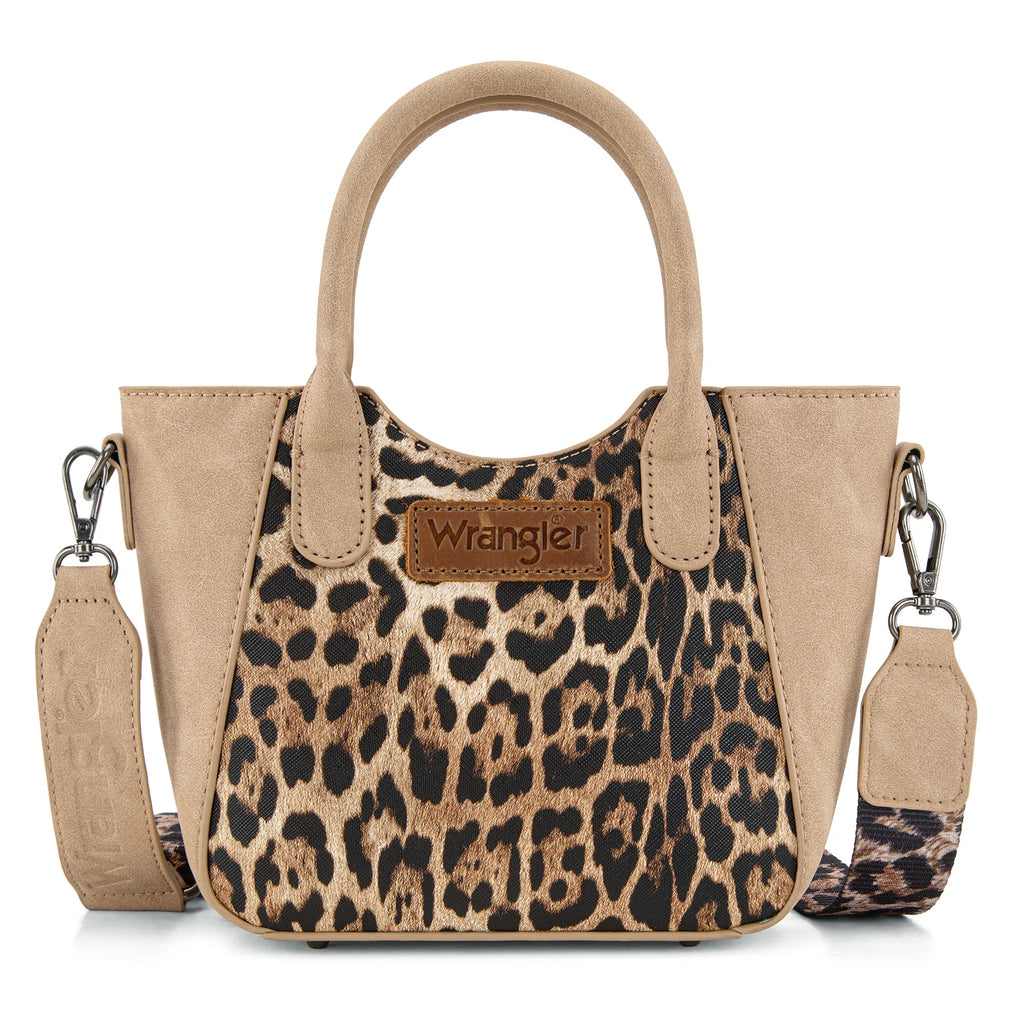 Wrangler Leopard Print Small Tote/Crossbody -Tan