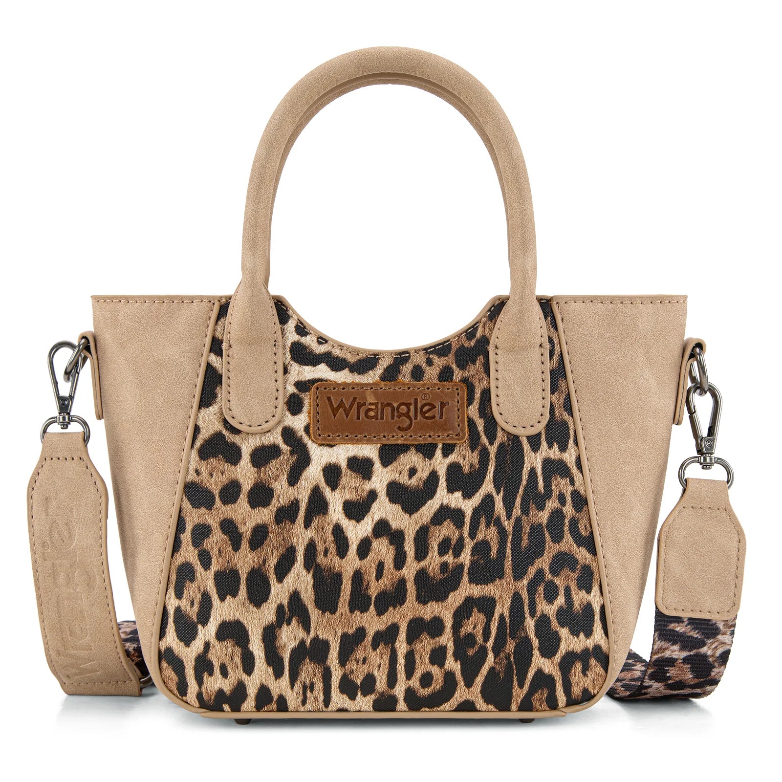 Wrangler Leopard Print Small Tote/Crossbody -Tan