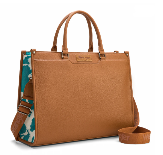 Cow Turquioise Wrangler Carry All Work Crossbody w/ Tumbler Pocket