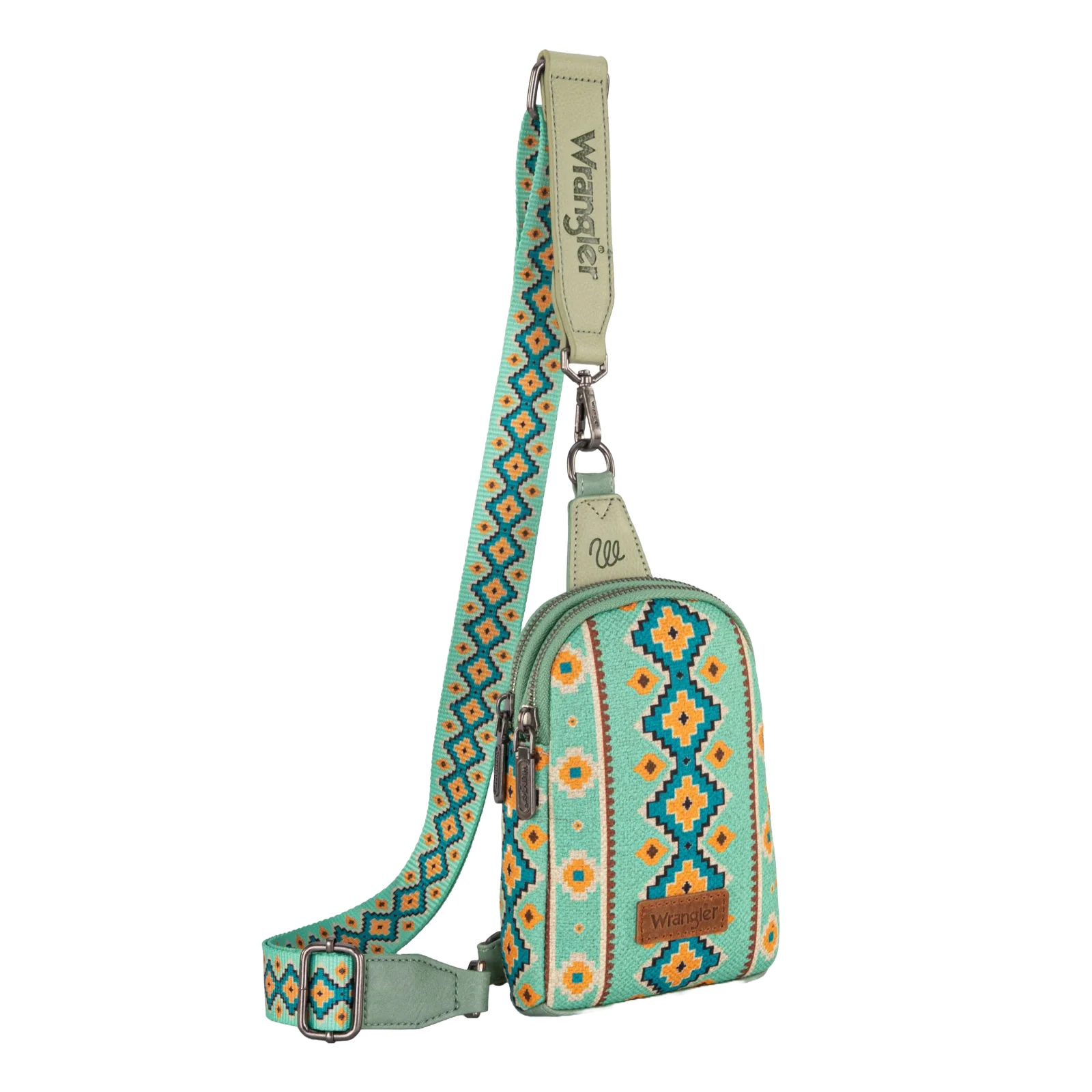 Wrangler Ladies Aztec Light Green Sling Crossbody Bag