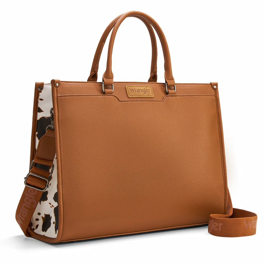Wrangler Carry-All Large Tote Work Tote /Crossbody - Cow Print