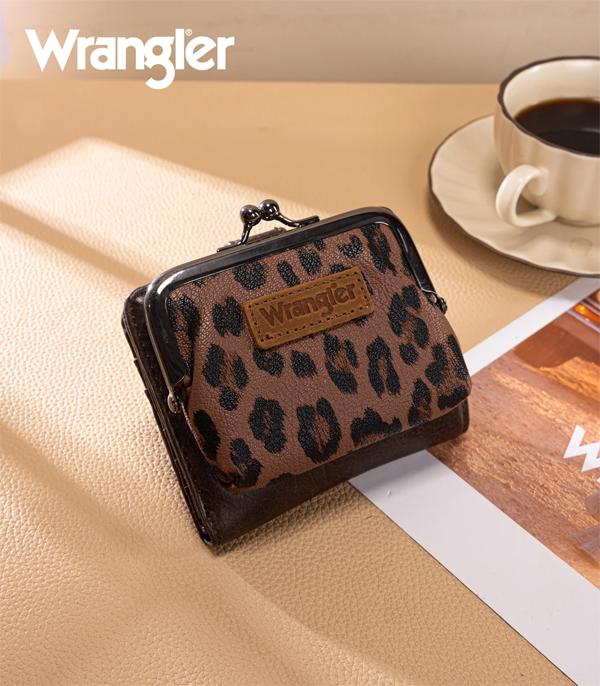 Coffee/Leopard Wrangler Bi-fold Coin Purse