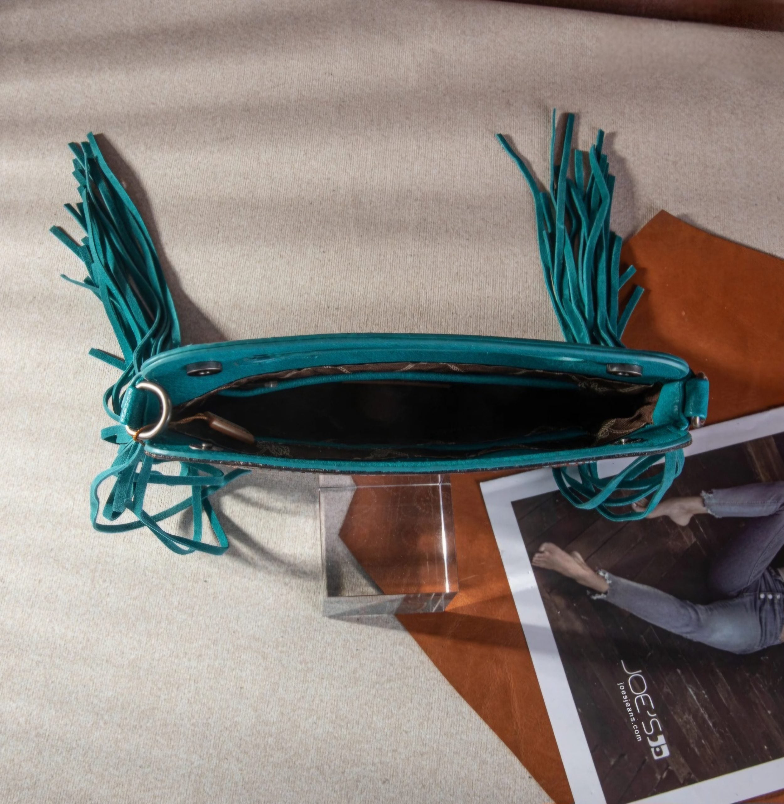 Teal Wrangler Crossbody with Tassels