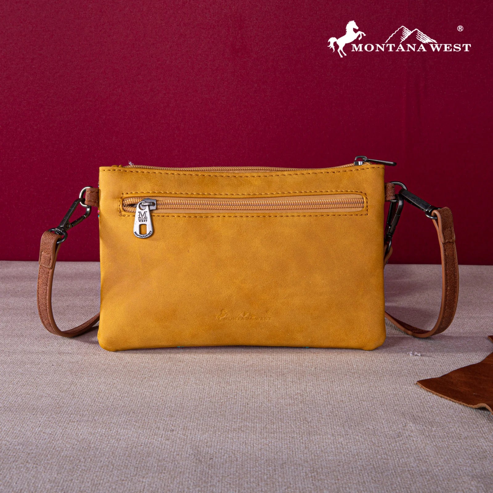 Mustard Montana West Embroidered Crossbody
