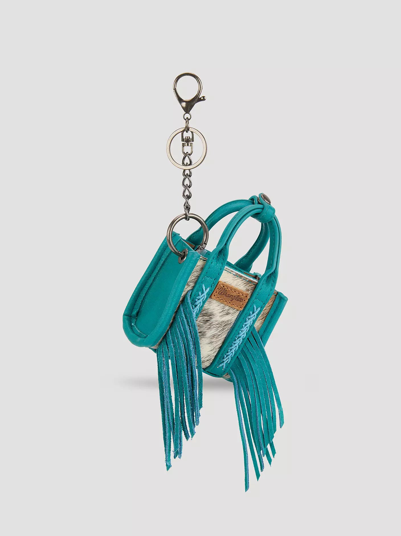 Turquoise Cowhide Mini Wrangler Purse Keychain