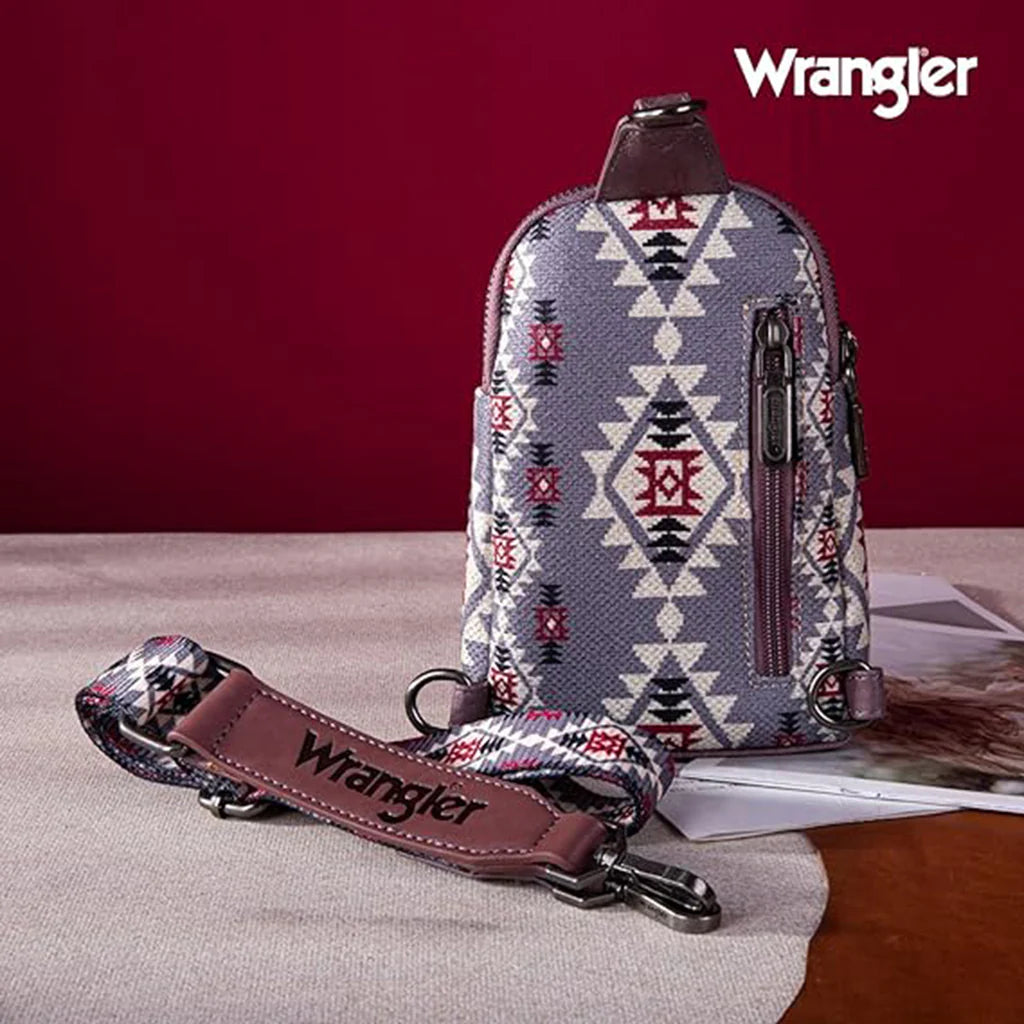 Wrangler Aztec Sling Bag - Southwest Crossbody Trendy Chest Bag