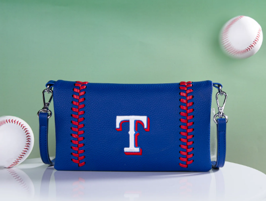Montana West MLB Texas Rangers Team Bi-Fold Clutch/Crossbody -- Blue