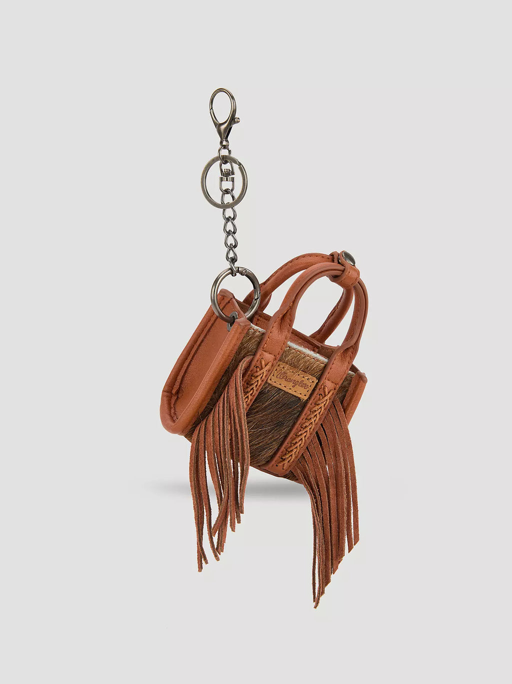 Dark Brown/White Mini Wrangler Purse Keychain