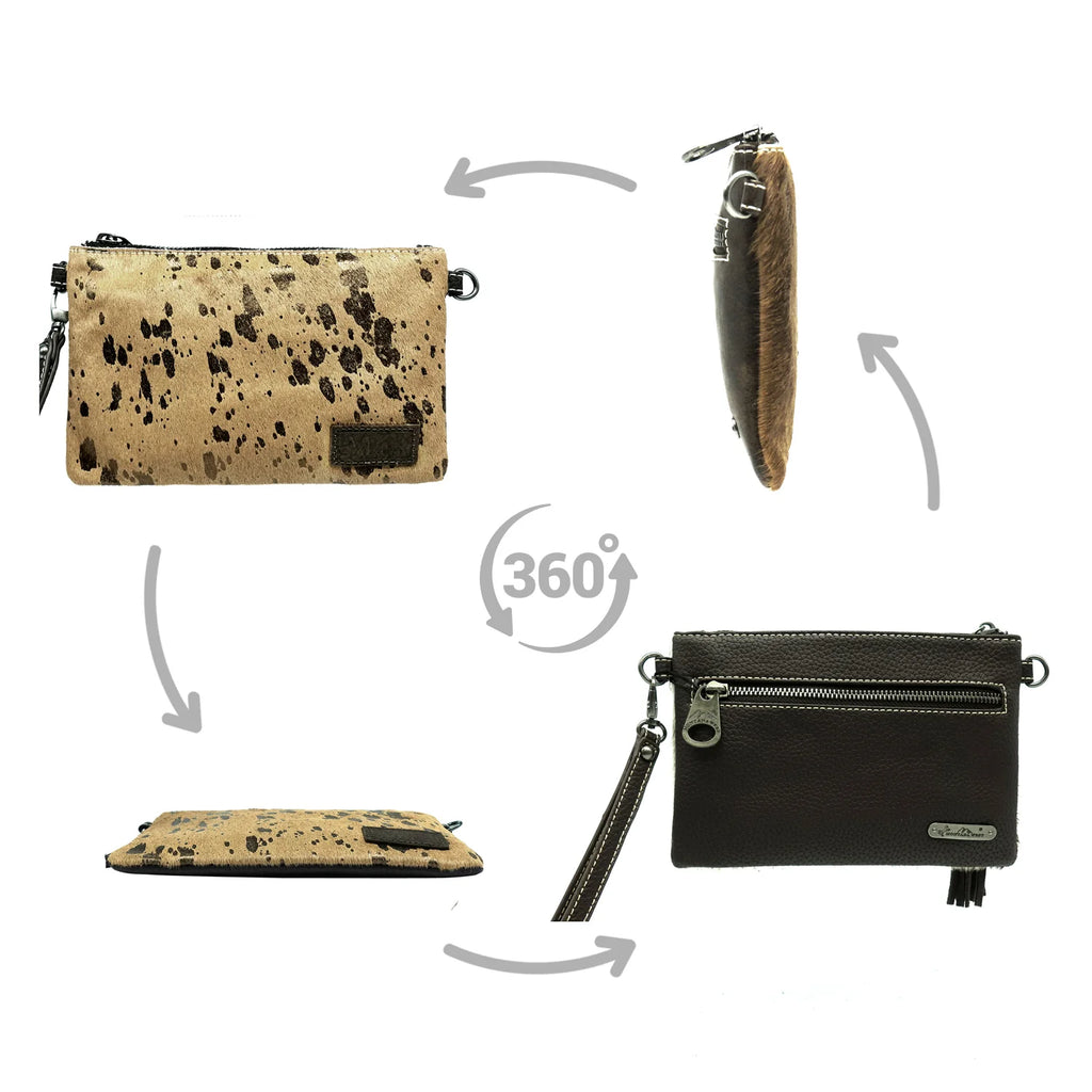 Montana West Hair-On Cowhide Leather Clutch/Crossbody