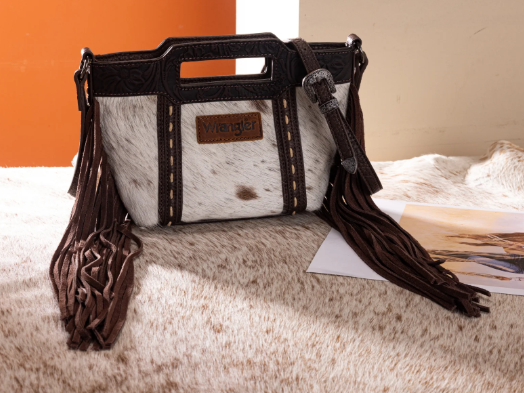 Coffee Cowhide Wrangler Fringe Crossbody