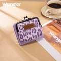 Wrangler Western Leopard Print Small Bi-Fold with Kiss Clasp Coin Purse -Purple