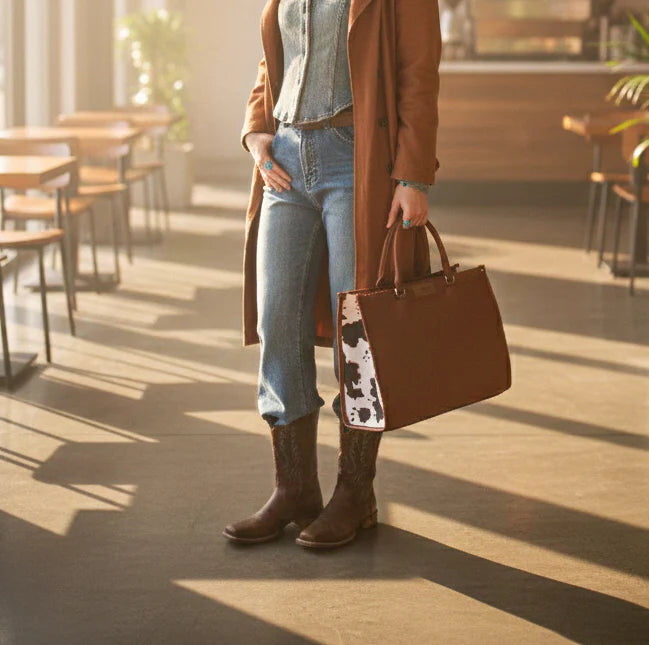 Wrangler Carry-All Large Tote Work Tote /Crossbody - Cow Print