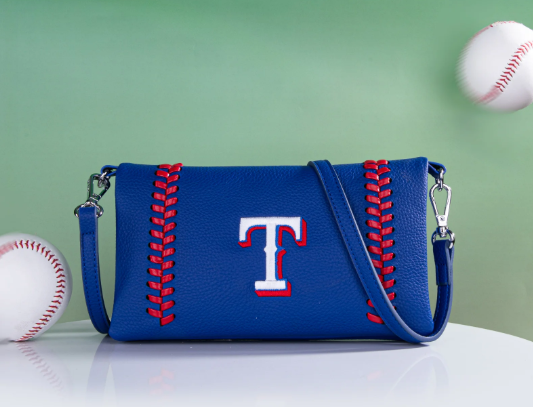 Montana West MLB Texas Rangers Team Bi-Fold Clutch/Crossbody -- Blue