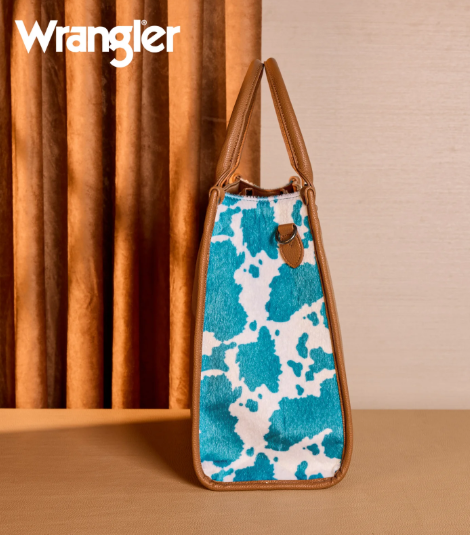 Cow Turquioise Wrangler Carry All Work Crossbody w/ Tumbler Pocket