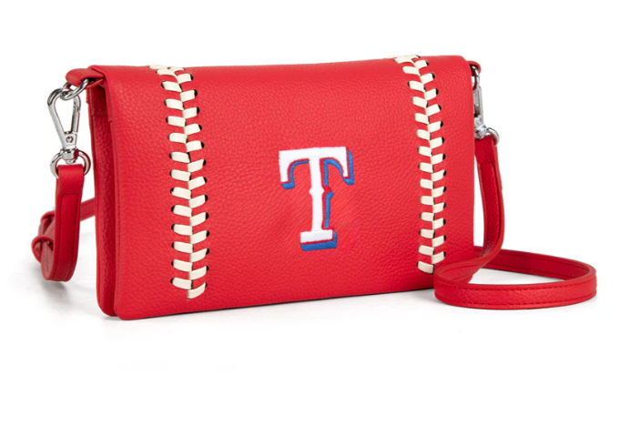 Montana West MLB Texas Rangers Leather Crossbody Purse -- Red
