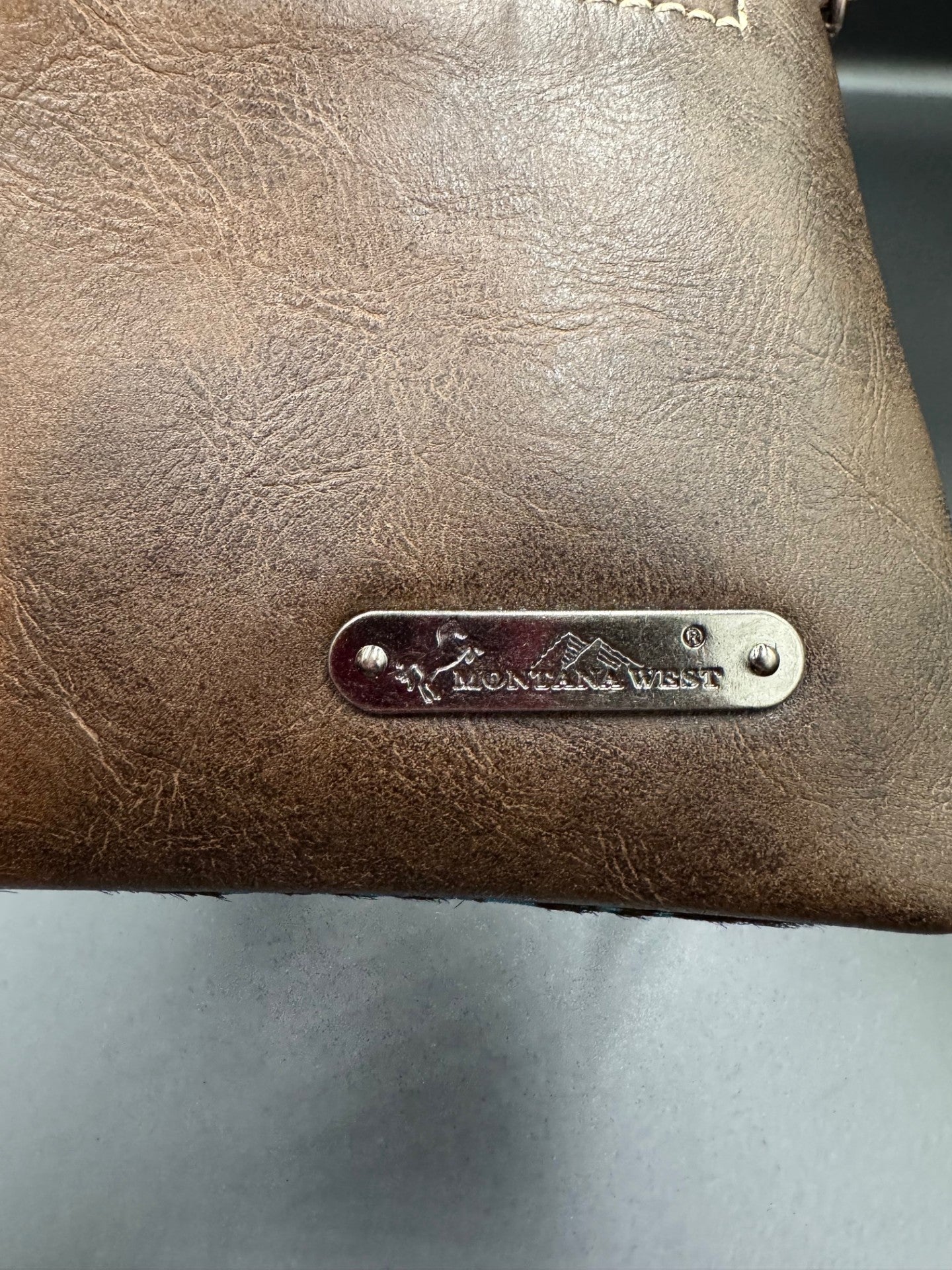 Montana West Turquoise Acid Wash Cowhide Crossbody Fringe Purse