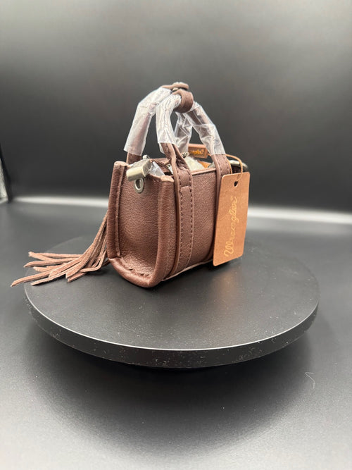 Dark Brown/White Mini Wrangler Purse Keychain