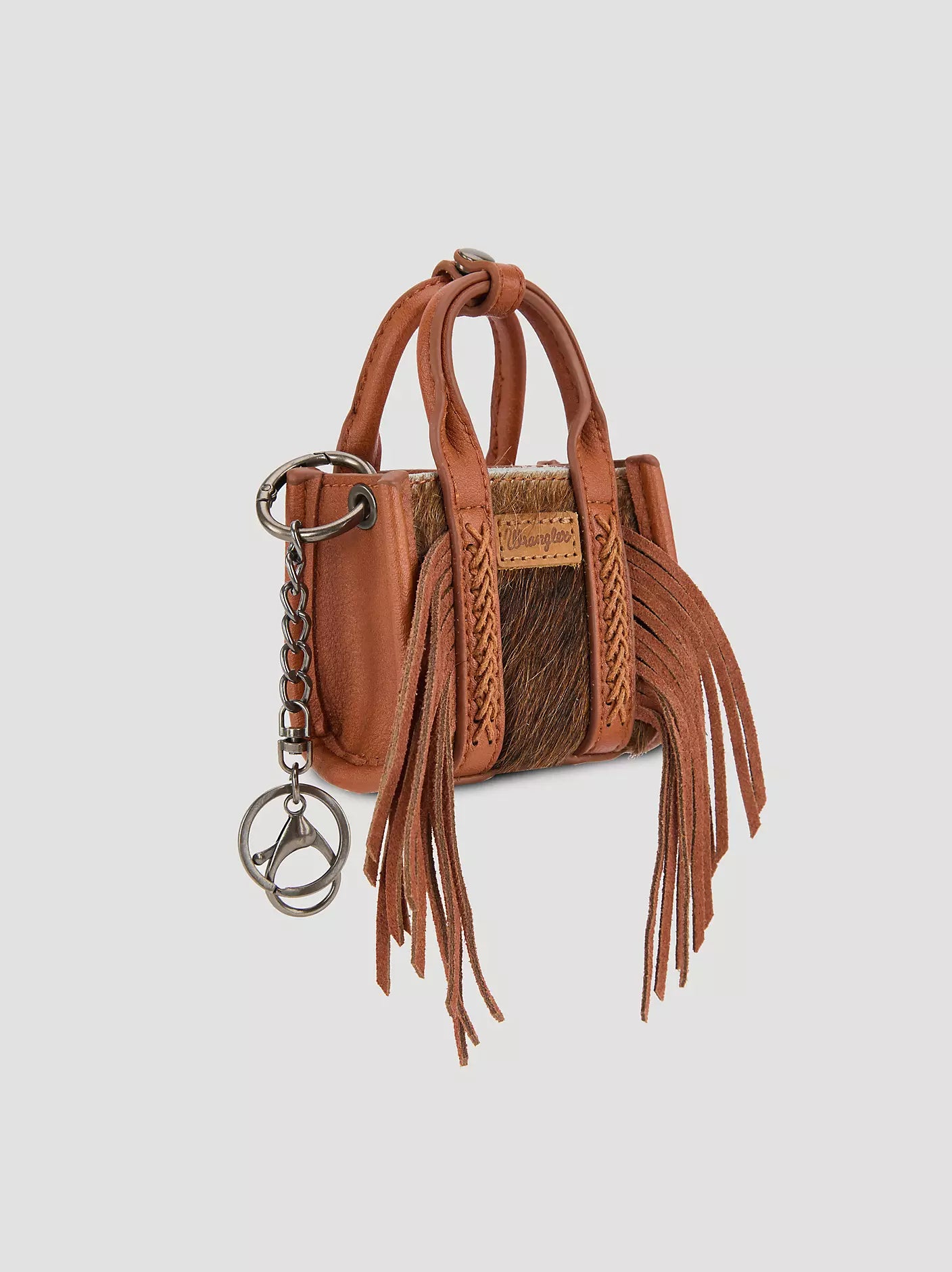 Dark Brown/White Mini Wrangler Purse Keychain