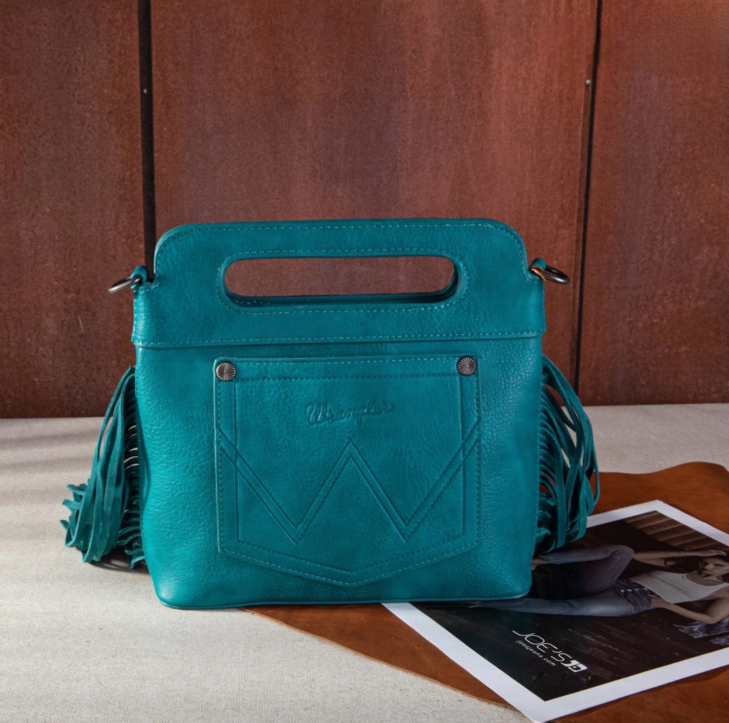Teal Wrangler Crossbody with Tassels
