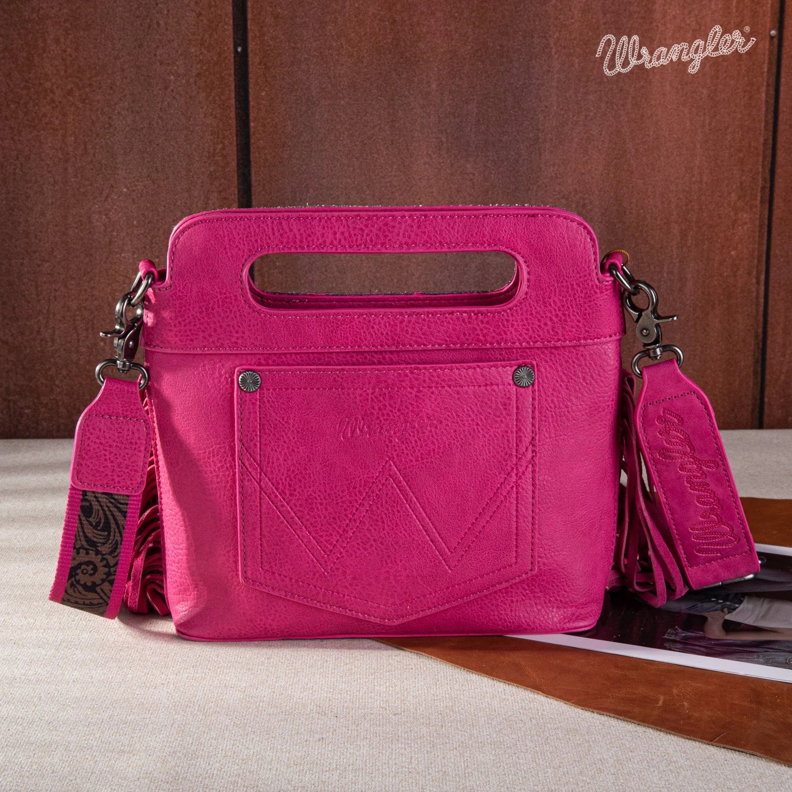Hot Pink Wrangler Crossbody with Tassels