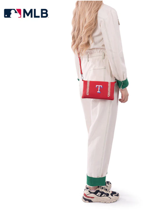 Montana West MLB Texas Rangers Leather Crossbody Purse -- Red