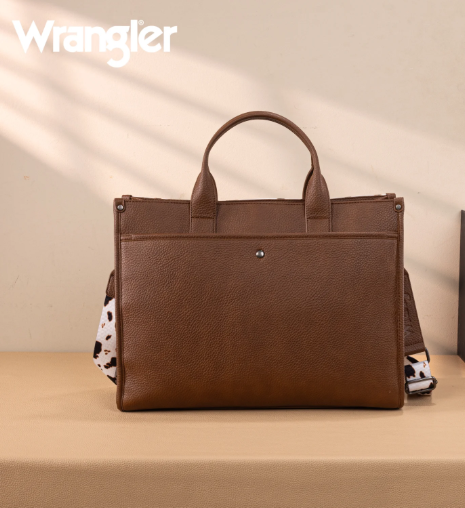 Cow Brown Wrangler Carry All Work Crossbody w/ Tumbler Pocket