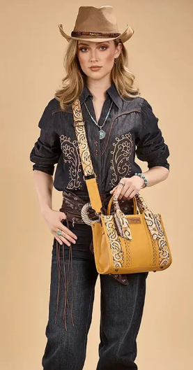 Wrangler Mustard Yellow Bandana Paisley Crossbody
