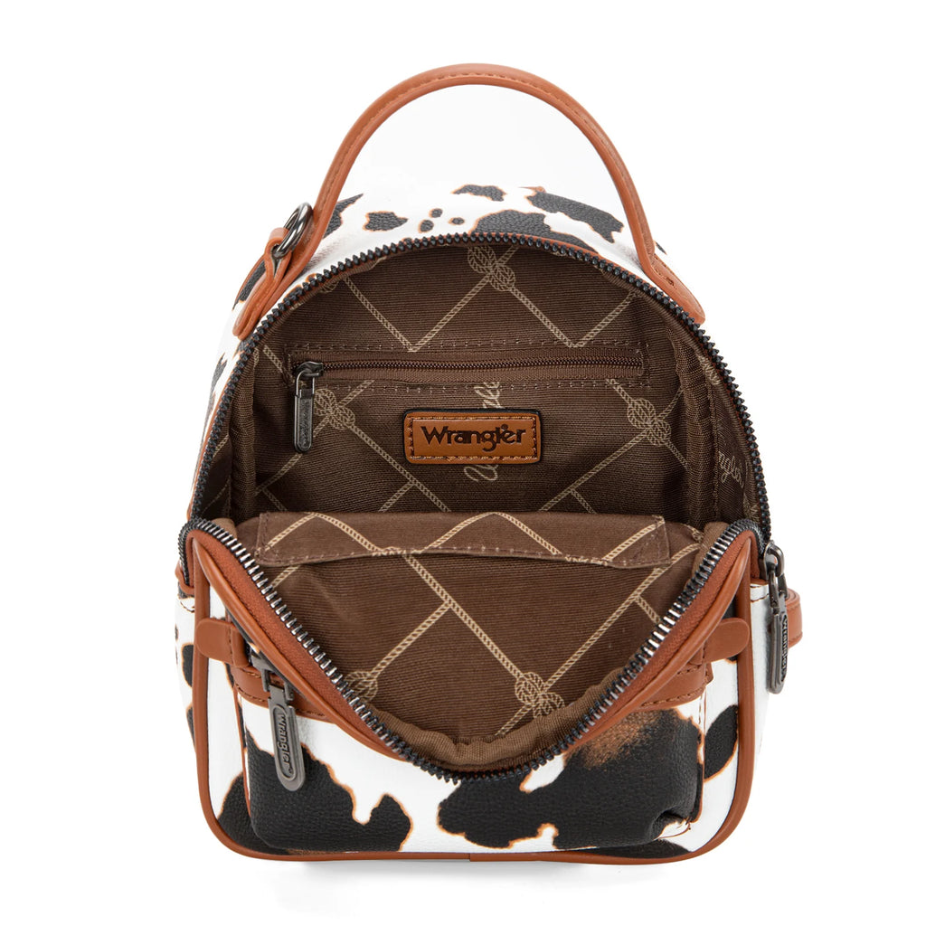 Wrangler Ladies Cow Print Mini Backpack With Coin Pouch
