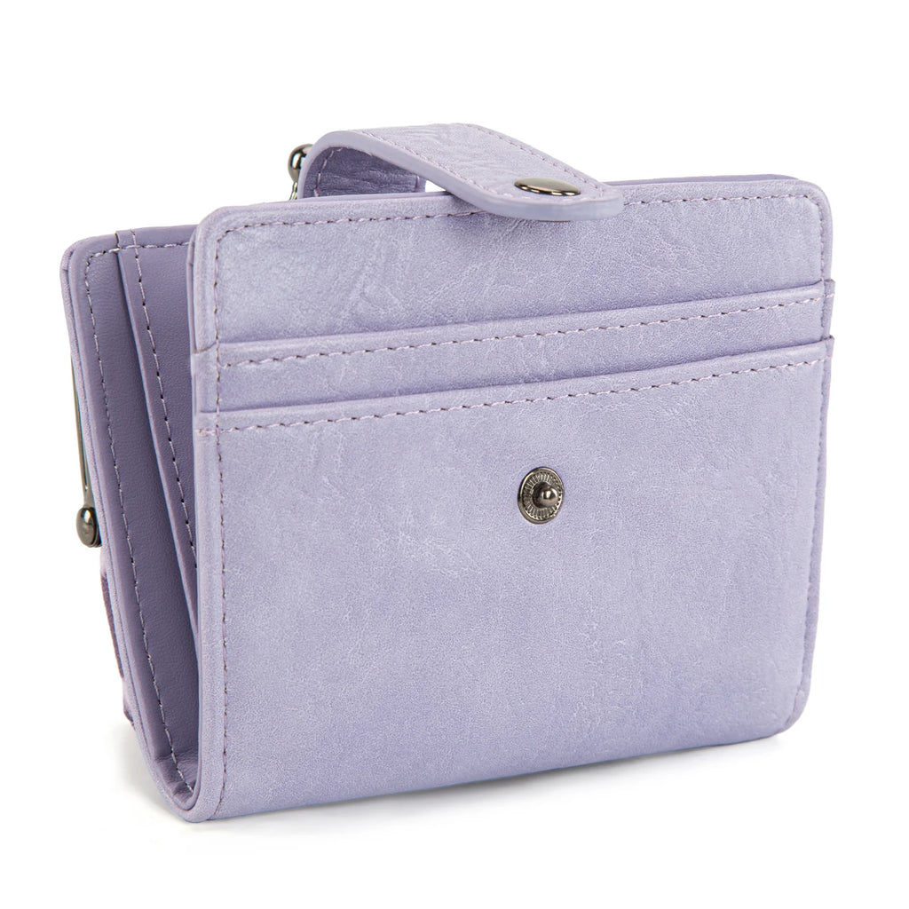 Wrangler Western Leopard Print Small Bi-Fold with Kiss Clasp Coin Purse -Purple