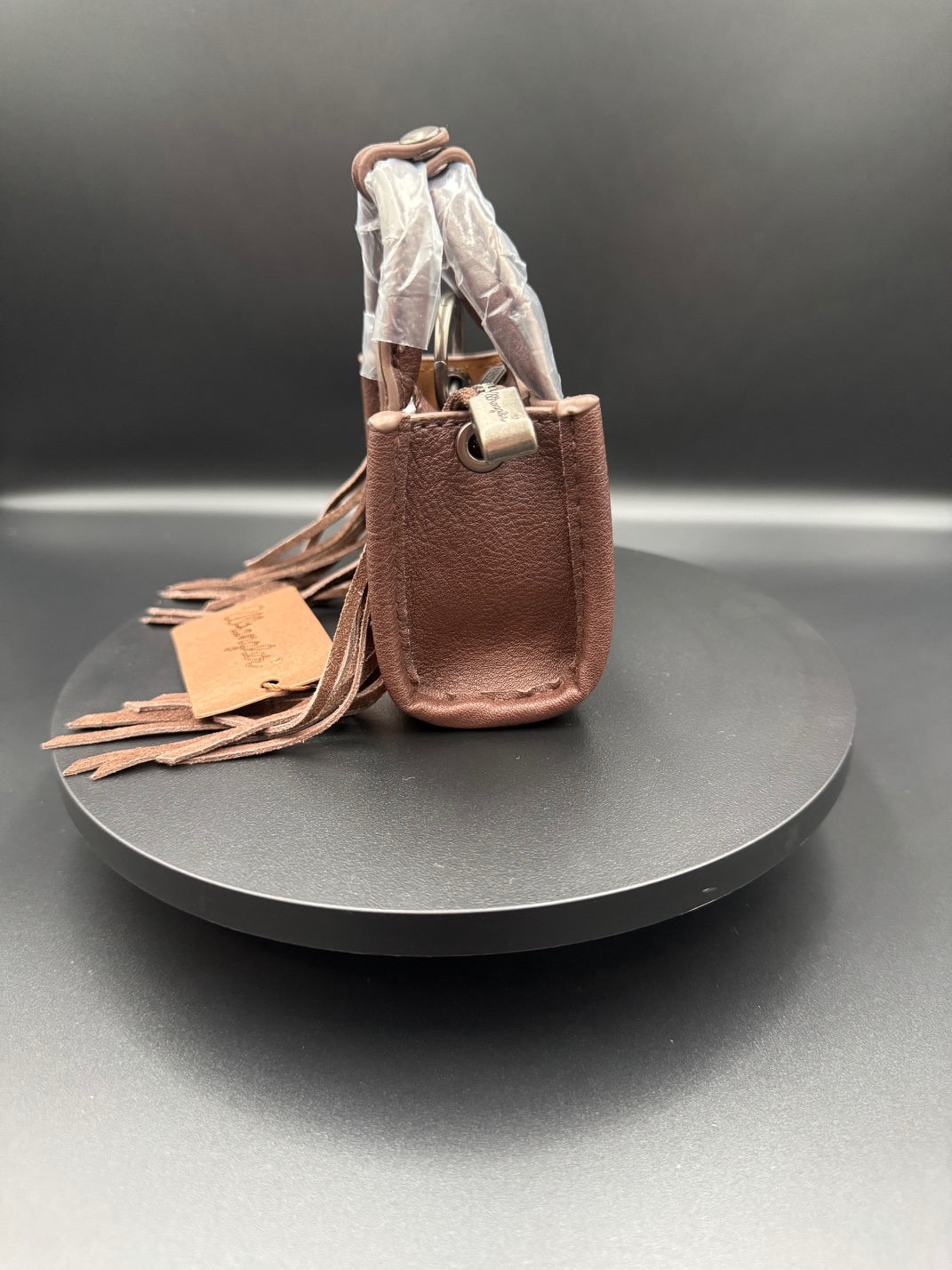 Dark Brown --No White Cowhide Mini Wrangler Purse Keychain