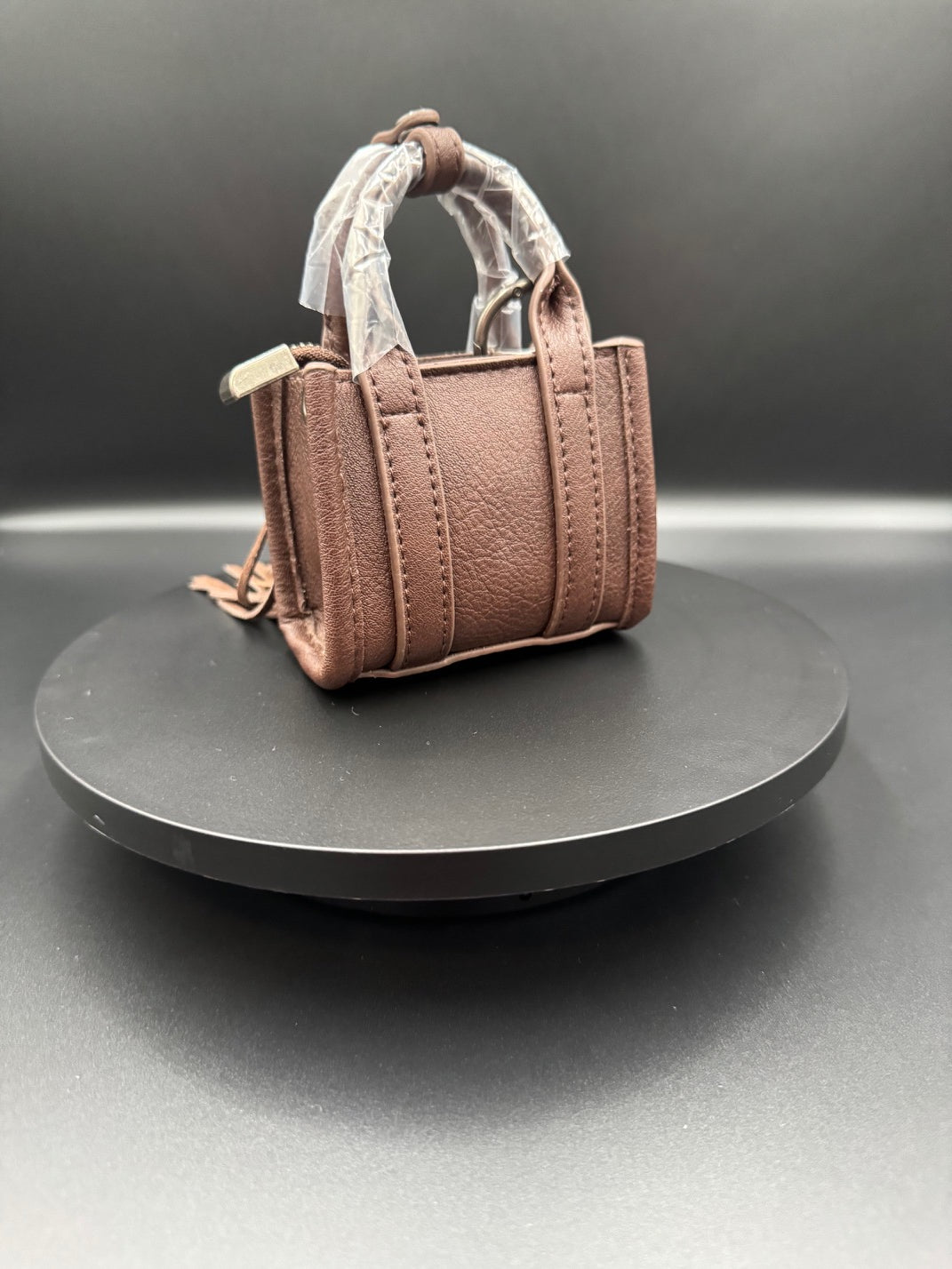 Dark Brown --No White Cowhide Mini Wrangler Purse Keychain