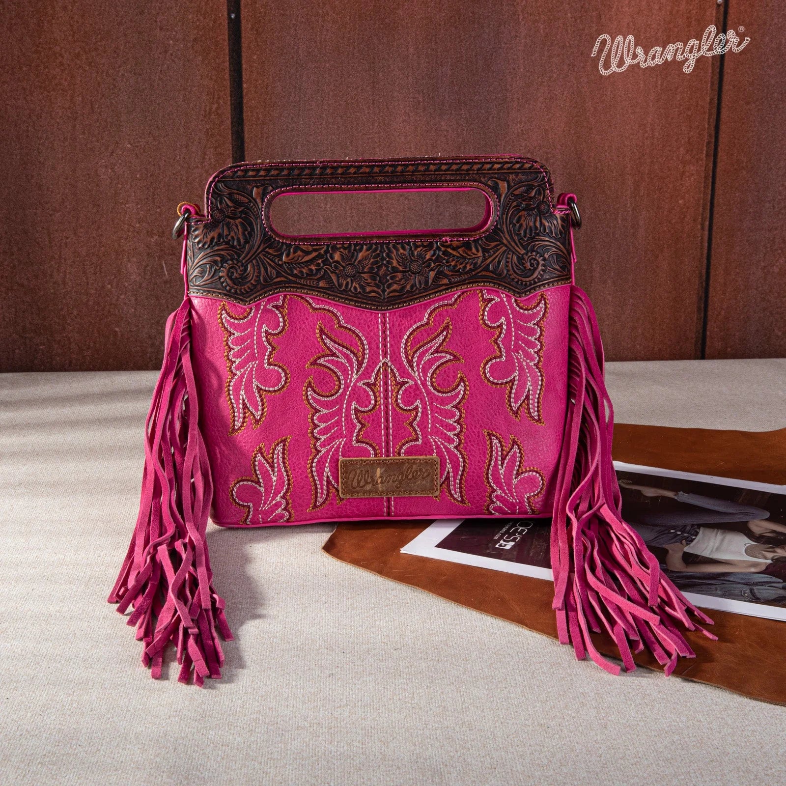 Hot Pink Wrangler Crossbody with Tassels