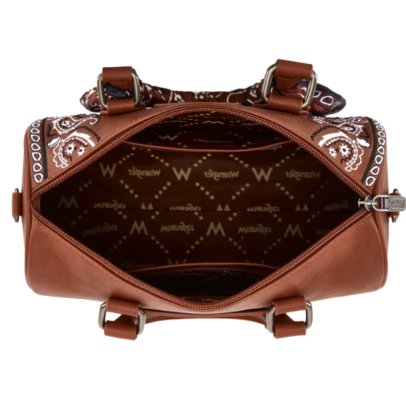 Wrangler Bandana Paisley Print Barrel Crossbody -Brown