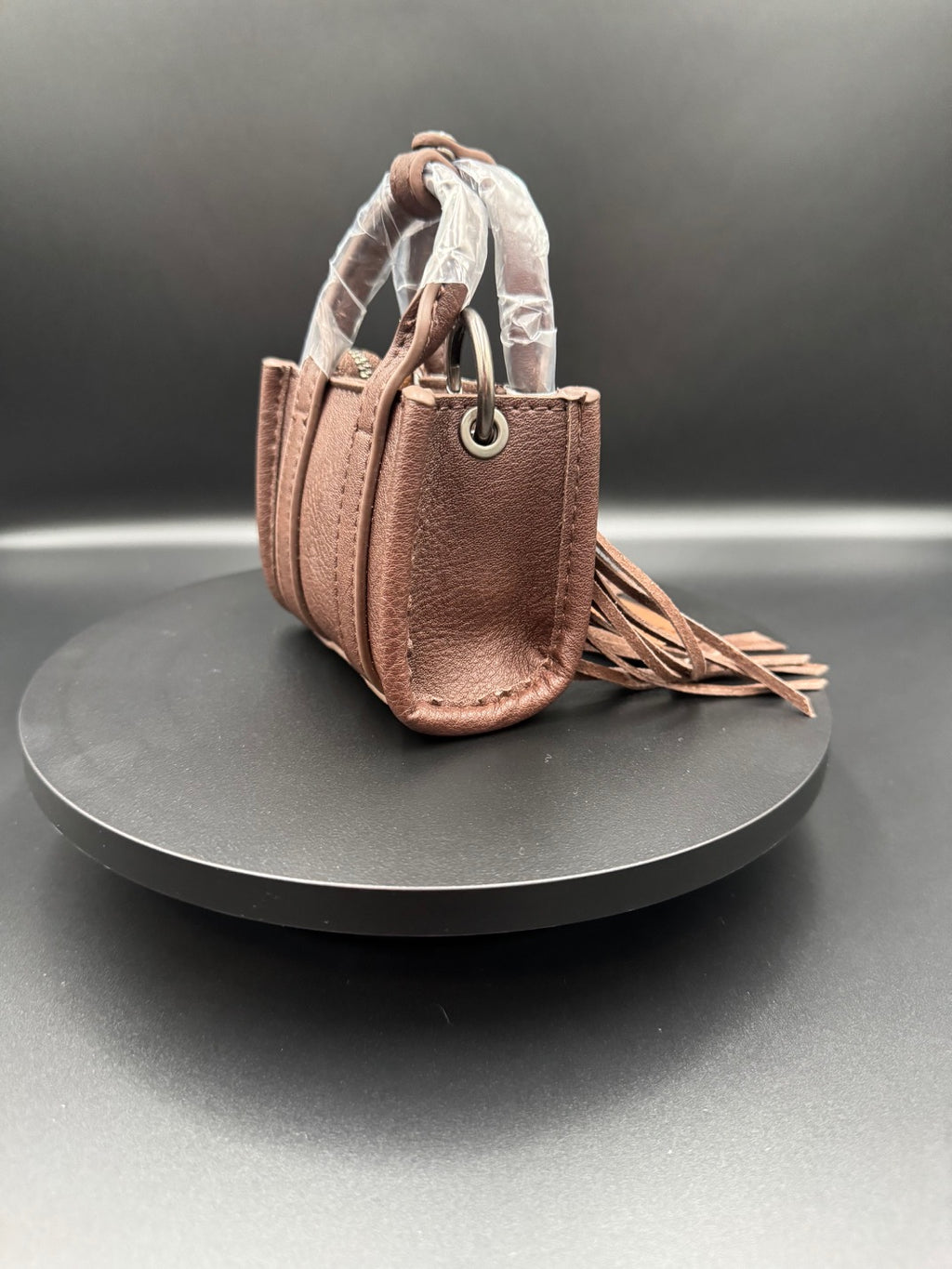 Dark Brown --No White Cowhide Mini Wrangler Purse Keychain