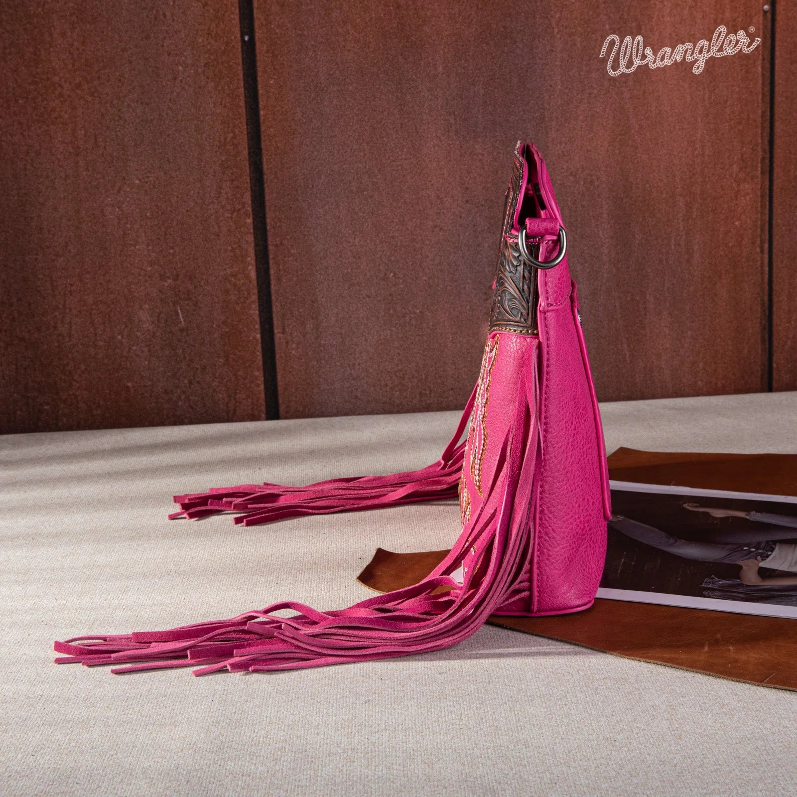 Hot Pink Wrangler Crossbody with Tassels