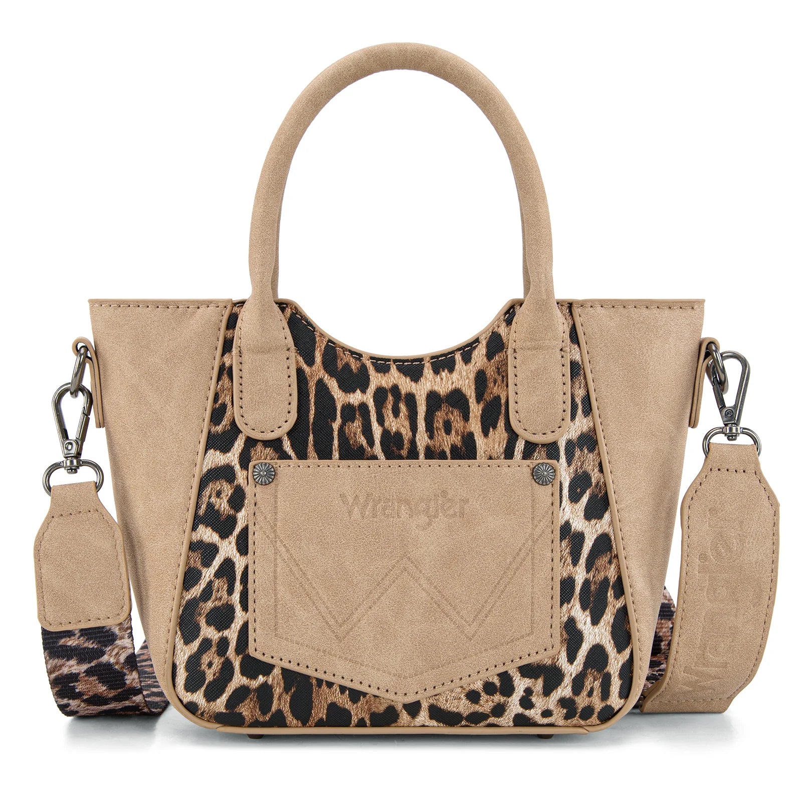 Wrangler Leopard Print Small Tote/Crossbody -Tan