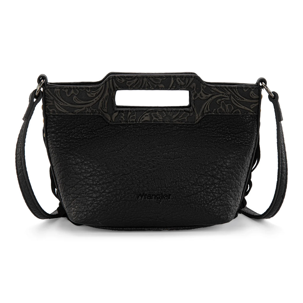 Wrangler Ladies Genuine Cowhide Top Handle Tan Fringe Crossbody