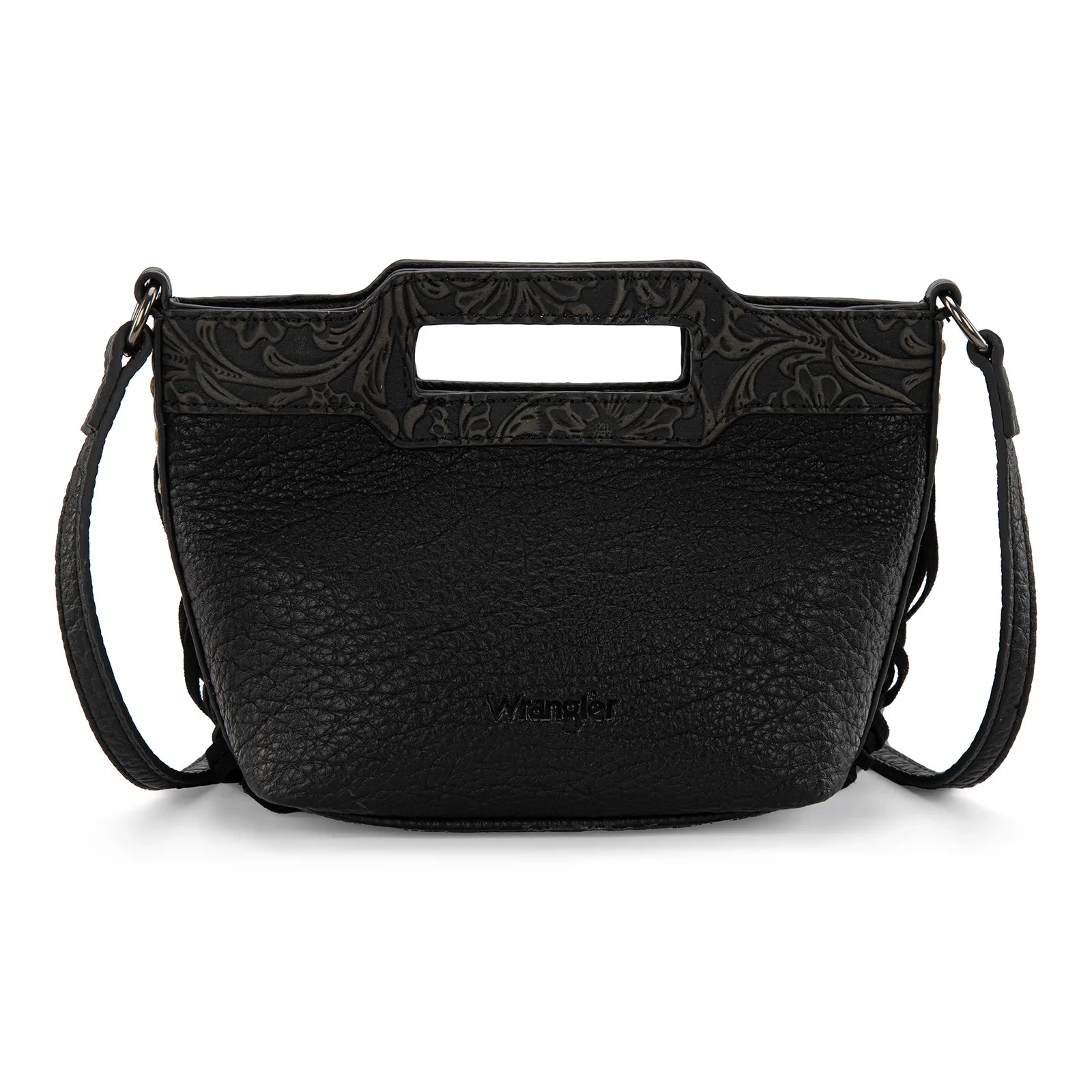 Wrangler Ladies Genuine Cowhide Top Handle Tan Fringe Crossbody