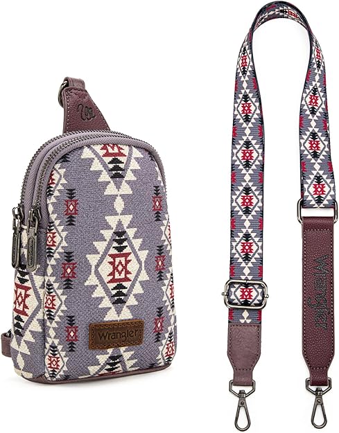 Wrangler Aztec Sling Bag - Southwest Crossbody Trendy Chest Bag