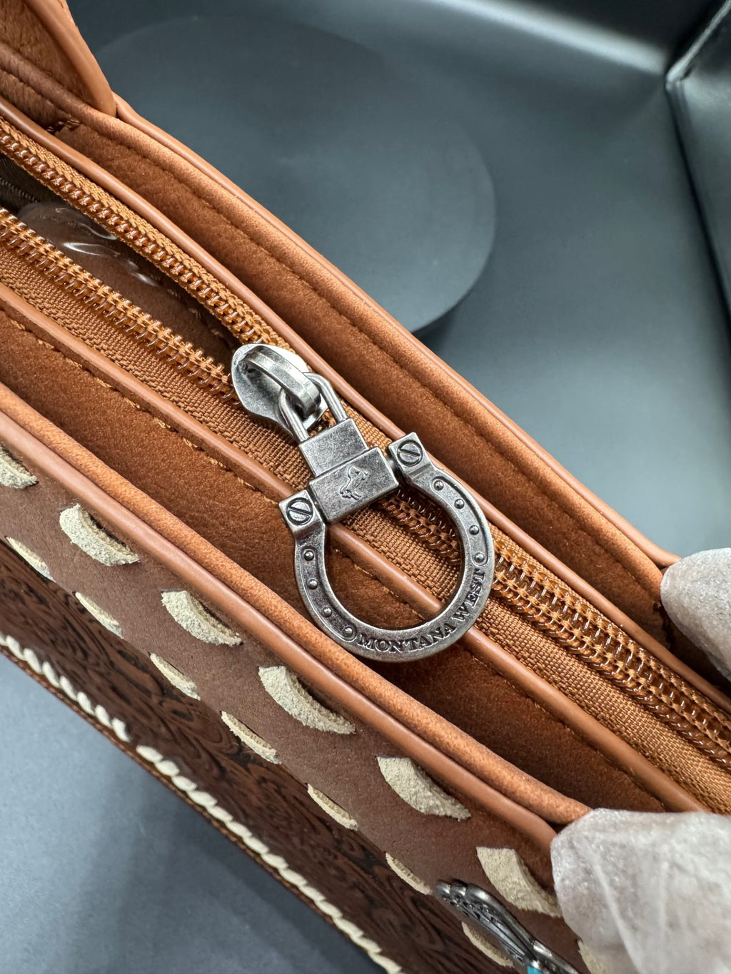 Montana West Brown Tooled Leather Crossbody