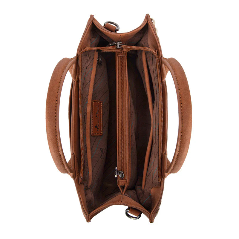 Montana West Brown Tooled Leather Crossbody