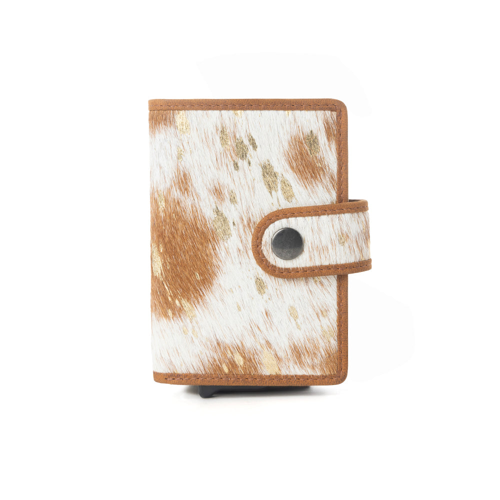 Dune Star Hair-On Leather Credit Card Holder -- Rustic Brown