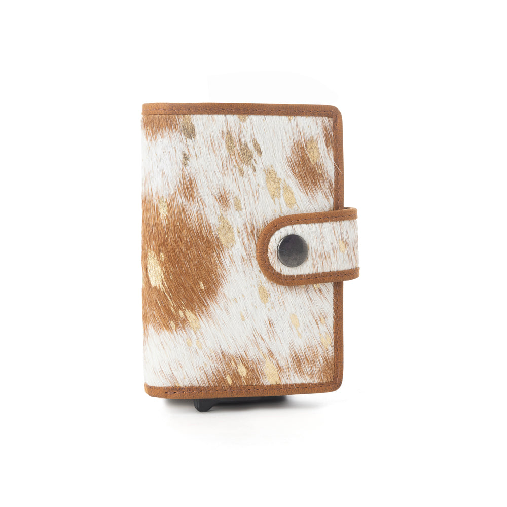 Dune Star Hair-On Leather Credit Card Holder -- Rustic Brown
