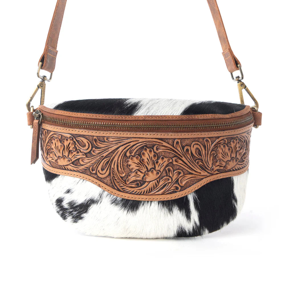 Wildwood Hand-Tooled Bag in Walnut Crest