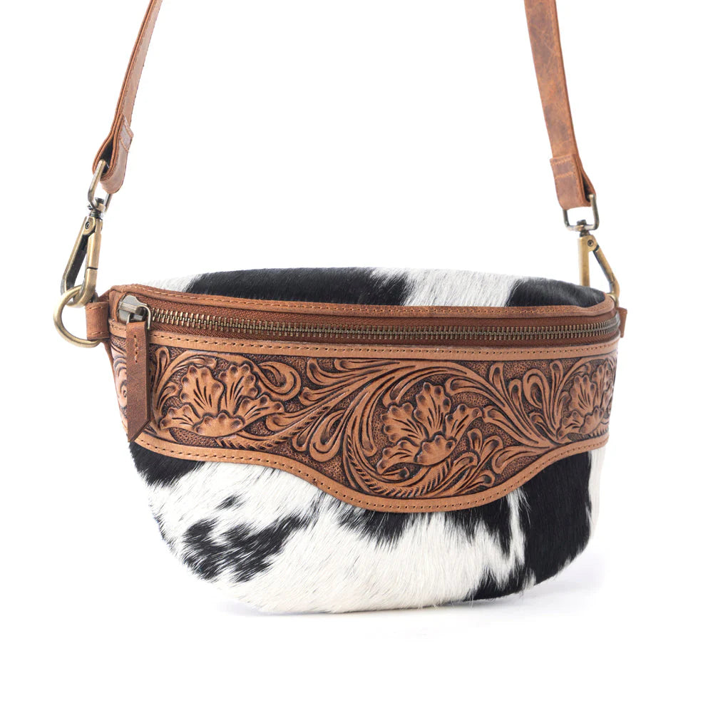 Wildwood Hand-Tooled Bag in Walnut Crest