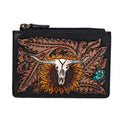 Longhorn Flower Mini Hand-Tooled Card Holder